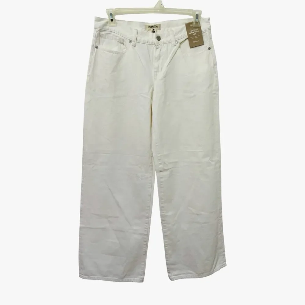 Madewell Womens Low Rise Super Wide Leg Jeans Size 28 Tile White Rigid Denim NWT